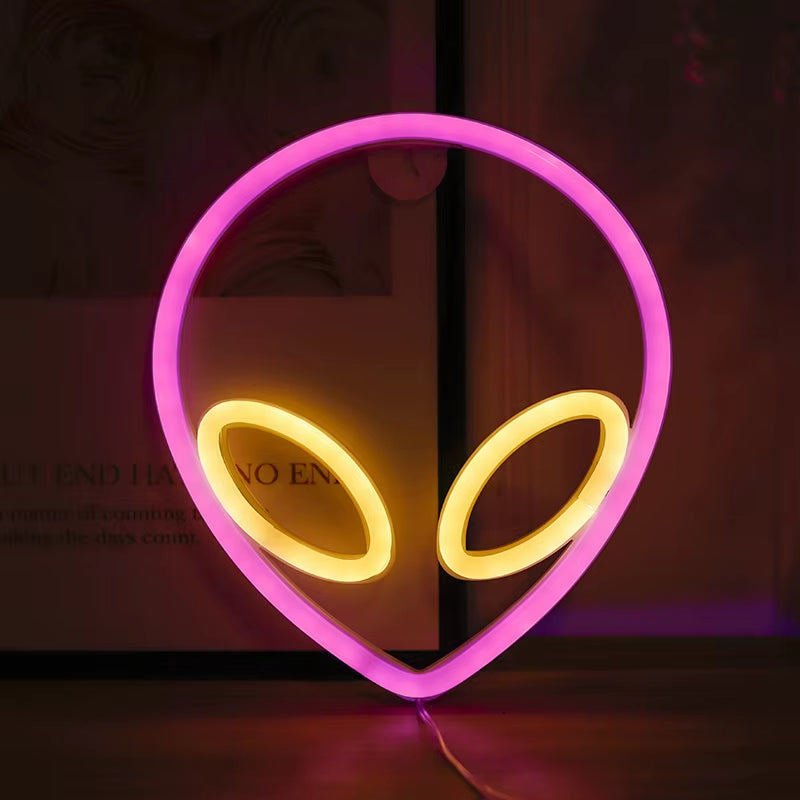 Alien Neon Lights, LED Signs Logo Light, Atmosphere Lamp, for Kids, E-Sport Room, Camping, Hotel, Shop, Game, Art, Home Decor