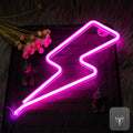 Lightning Neon Signs, Neon Signs for Wall Decor, LED Lightning Bolt Neon Sign, Battery or USB Powered Neon Lights for Bedroom Wall, Halloween, Christmas, Birthday Party, Living Room, Boys Room (Pink)