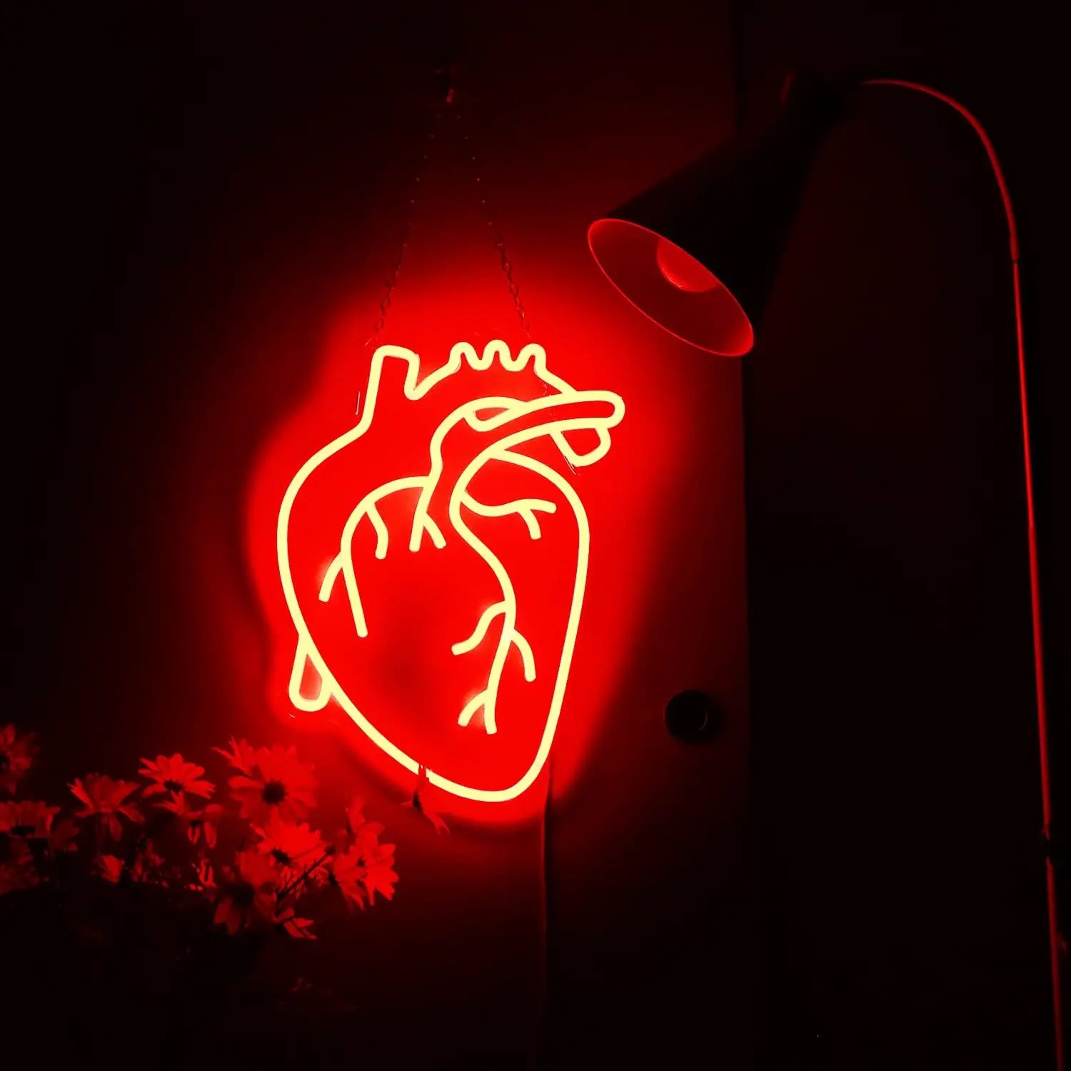 USB Dimmable Heart Shape Neon Light for Bedroom Decor Romantic Wedding Party Anniversary Gift Warm Yellow Glow LED Sign