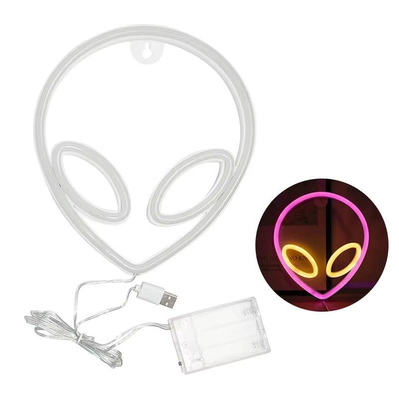 Alien Neon Lights, LED Signs Logo Light, Atmosphere Lamp, for Kids, E-Sport Room, Camping, Hotel, Shop, Game, Art, Home Decor