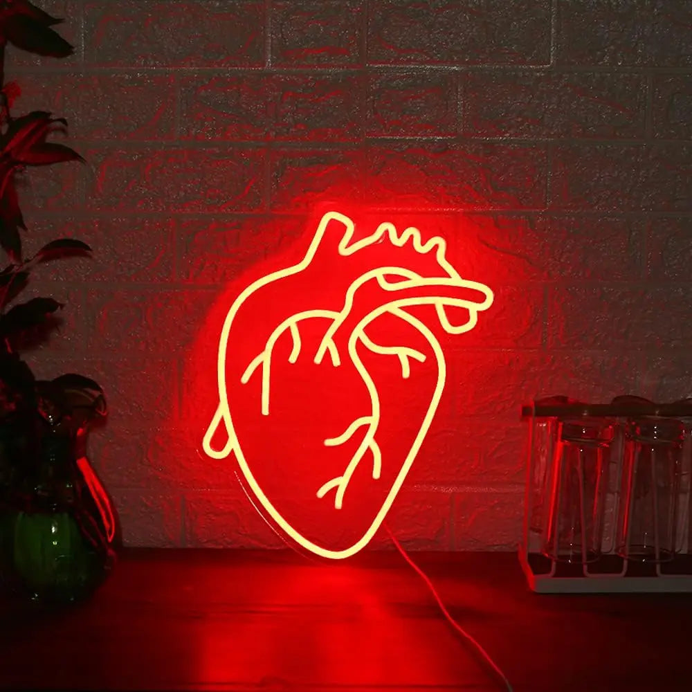 USB Dimmable Heart Shape Neon Light for Bedroom Decor Romantic Wedding Party Anniversary Gift Warm Yellow Glow LED Sign