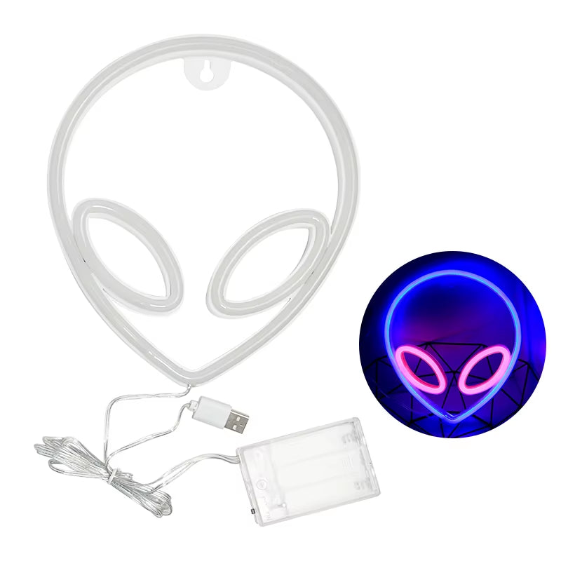 Alien Neon Lights, LED Signs Logo Light, Atmosphere Lamp, for Kids, E-Sport Room, Camping, Hotel, Shop, Game, Art, Home Decor